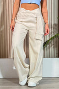 Pantalon ancho lino beige dyaboo DF06058