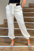 Pantalon para mujer en satin blanco DF06068